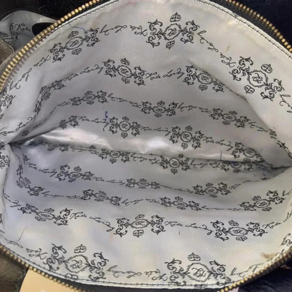 Kate Landry Luxury Classic Designer Multi Pocketed Buckle Black Leather Handbag - Picture 4 of 15